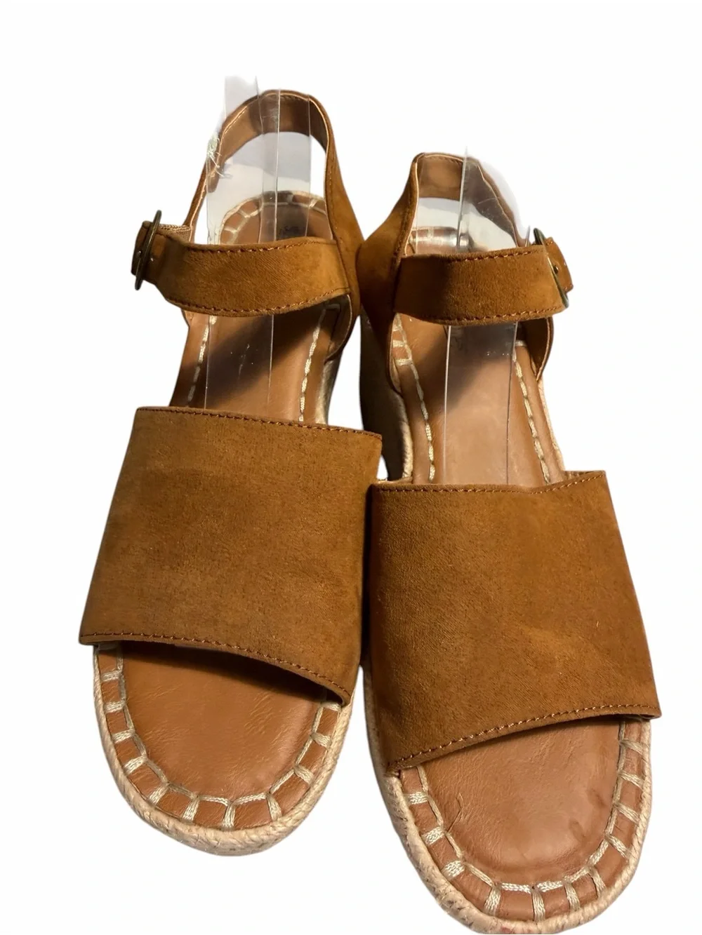 Sechelles Espadrille Suede Open-Toe Ankle Strap Wedge Sandals Sz 7.5